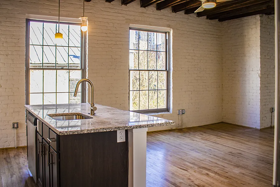 Lynchburg-va-downtown-apartment-lofts kitchen-island